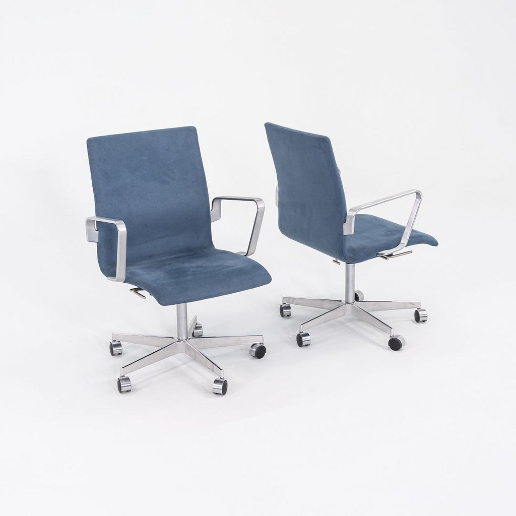 2023 Arne Jacobsen for Fritz Hansen Low Oxford Desk Chairs in Blue Suede 12+ Available