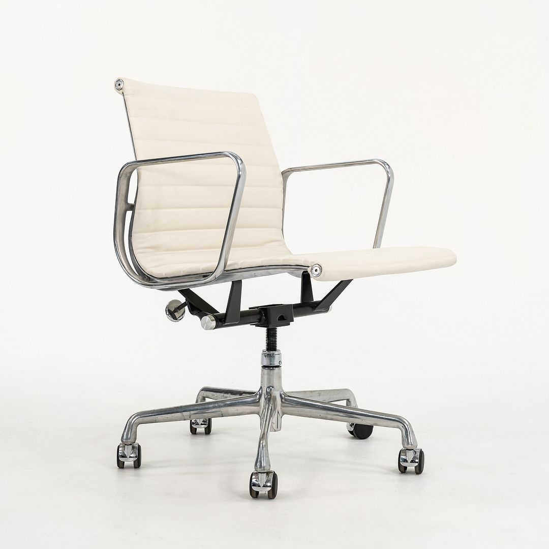 2010s Aluminum Group Management Desk Chair by Charles and Ray Eames for Herman Miller in Creme Leather