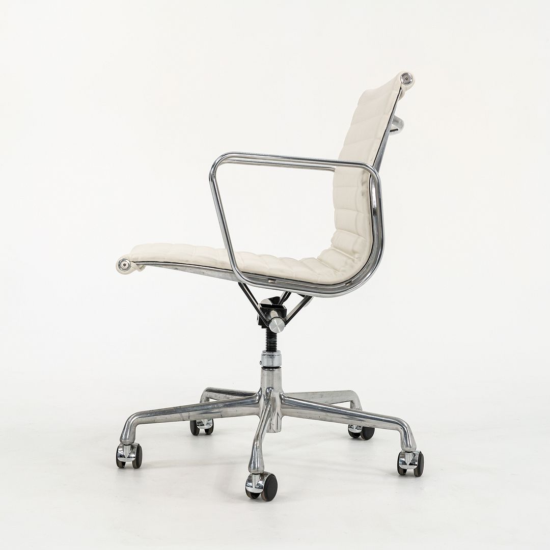 2010s Aluminum Group Management Desk Chair by Charles and Ray Eames for Herman Miller in Creme Leather