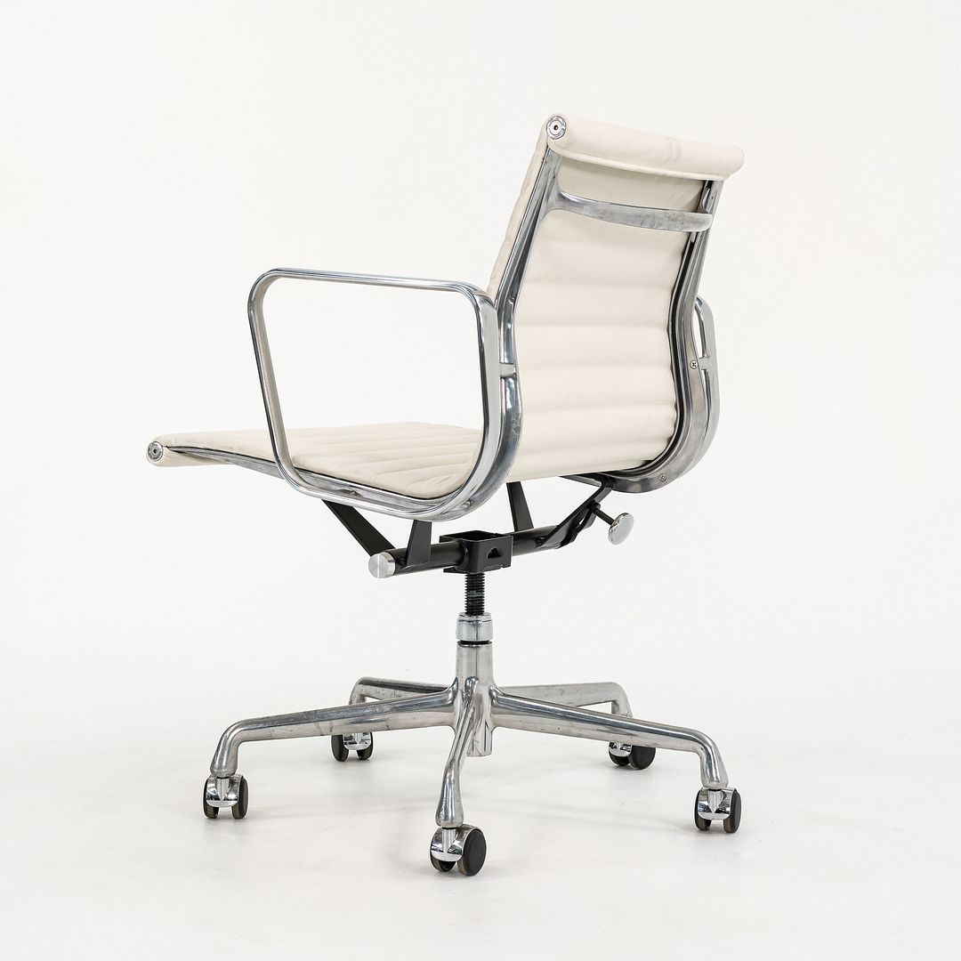 2010s Aluminum Group Management Desk Chair by Charles and Ray Eames for Herman Miller in Creme Leather