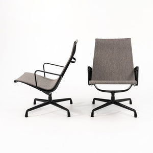 2022 Pair of Aluminum Group Lounge Chair by Ray and Charles Eames for Herman Miller in Grey Mesh with Black Frame 2x Available