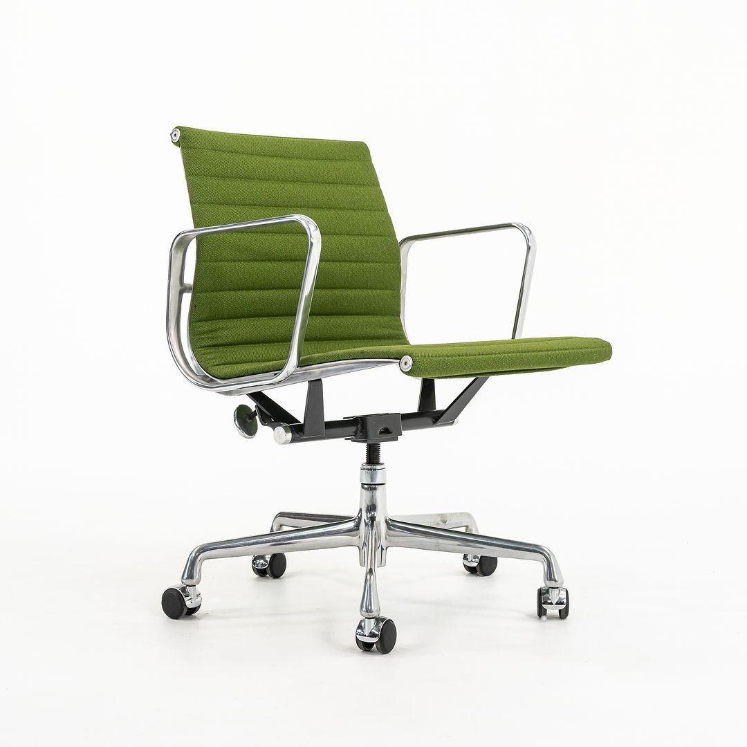 2010s Eames Aluminum Group Management Desk Chair by Ray and Charles Eames for Herman Miller in Green Fabric