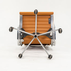 SOLD 2010s Aluminum Group Management Desk Chair by Charles and Ray Eames for Herman Miller in Cognac Leather