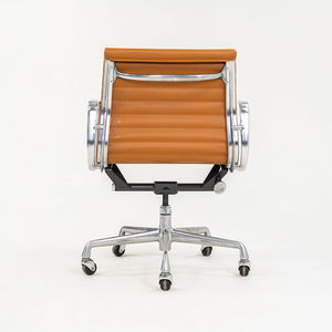 SOLD 2010s Aluminum Group Management Desk Chair by Charles and Ray Eames for Herman Miller in Cognac Leather