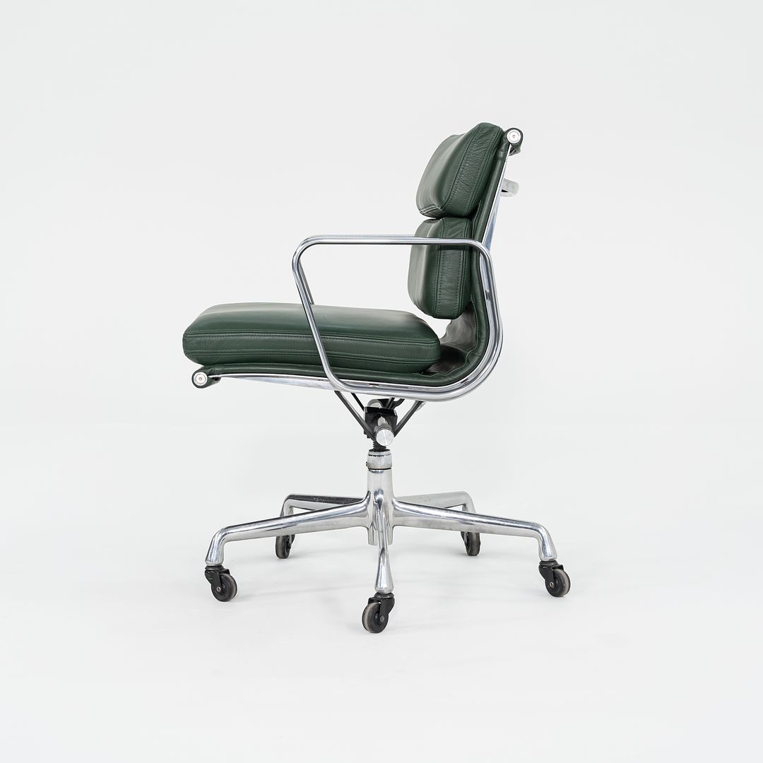 SOLD 2010s Soft Pad Management Chair, EA435 by Ray and Charles Eames for Herman Miller in Hunter Green Leather