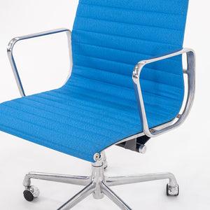 2010s Eames Aluminum Group Management Desk Chair by Ray and Charles Eames for Herman Miller in Blue Leather