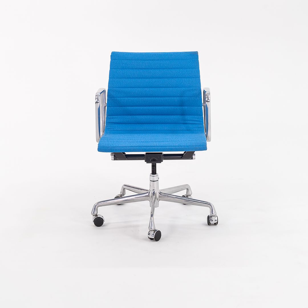 2010s Eames Aluminum Group Management Desk Chair by Ray and Charles Eames for Herman Miller in Blue Leather