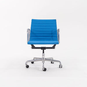 2010s Eames Aluminum Group Management Desk Chair by Ray and Charles Eames for Herman Miller in Blue Leather