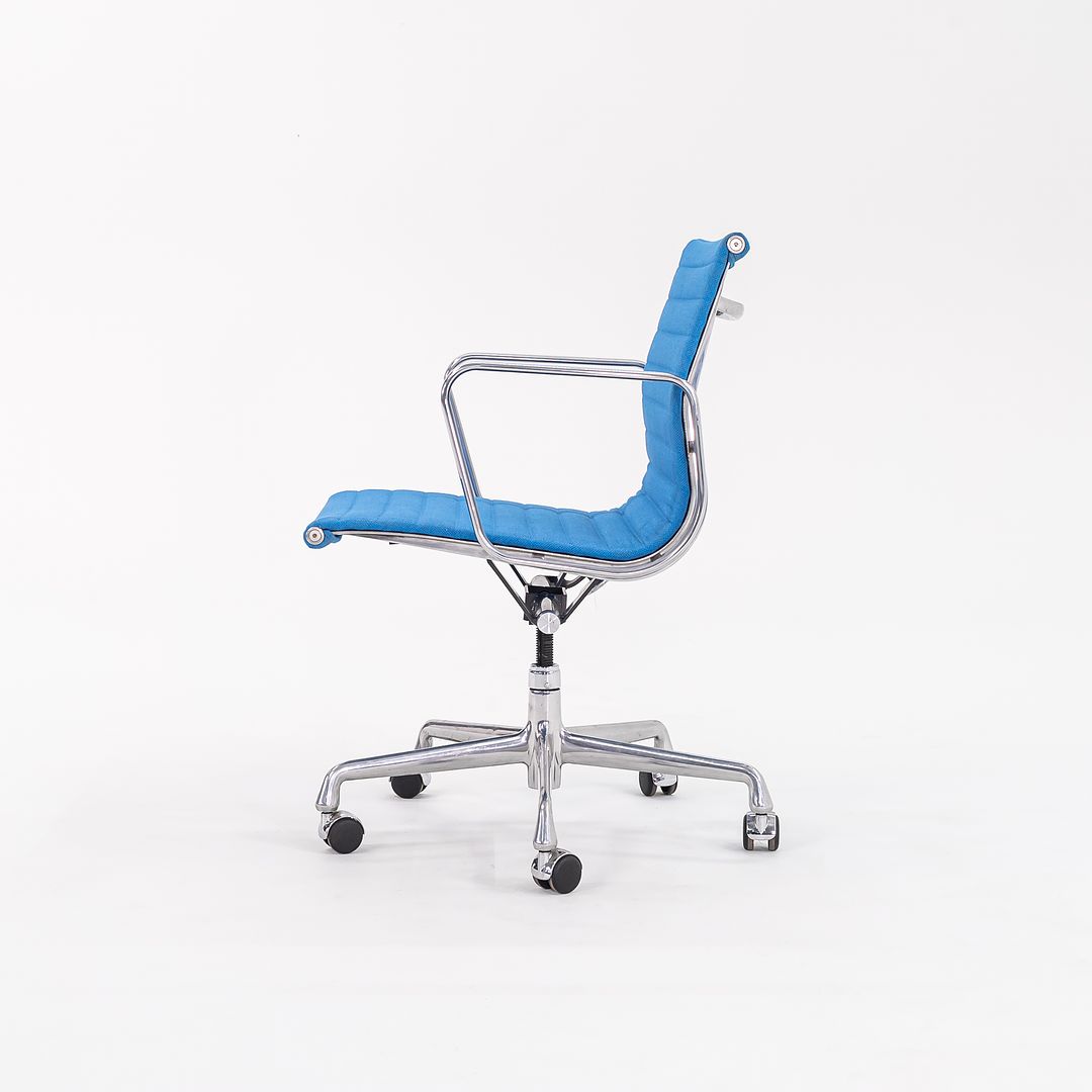 2010s Eames Aluminum Group Management Desk Chair by Ray and Charles Eames for Herman Miller in Blue Leather