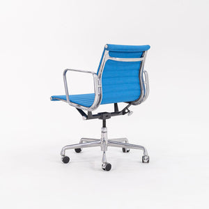 2010s Eames Aluminum Group Management Desk Chair by Ray and Charles Eames for Herman Miller in Blue Leather