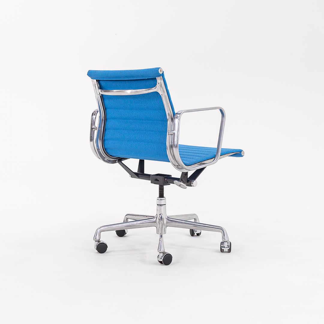 2010s Eames Aluminum Group Management Desk Chair by Ray and Charles Eames for Herman Miller in Blue Leather