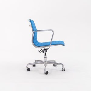 2010s Eames Aluminum Group Management Desk Chair by Ray and Charles Eames for Herman Miller in Blue Leather