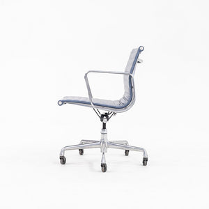 SOLD 2010s Aluminum Group Management Desk Chair, Model EA335 by Charles and Ray Eames for Herman Miller in Blue Leather 2x Available