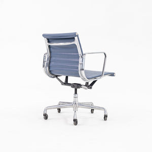 SOLD 2010s Aluminum Group Management Desk Chair, Model EA335 by Charles and Ray Eames for Herman Miller in Blue Leather 2x Available