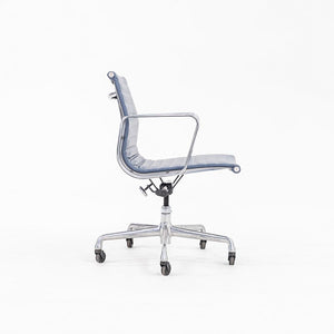 SOLD 2010s Aluminum Group Management Desk Chair, Model EA335 by Charles and Ray Eames for Herman Miller in Blue Leather 2x Available