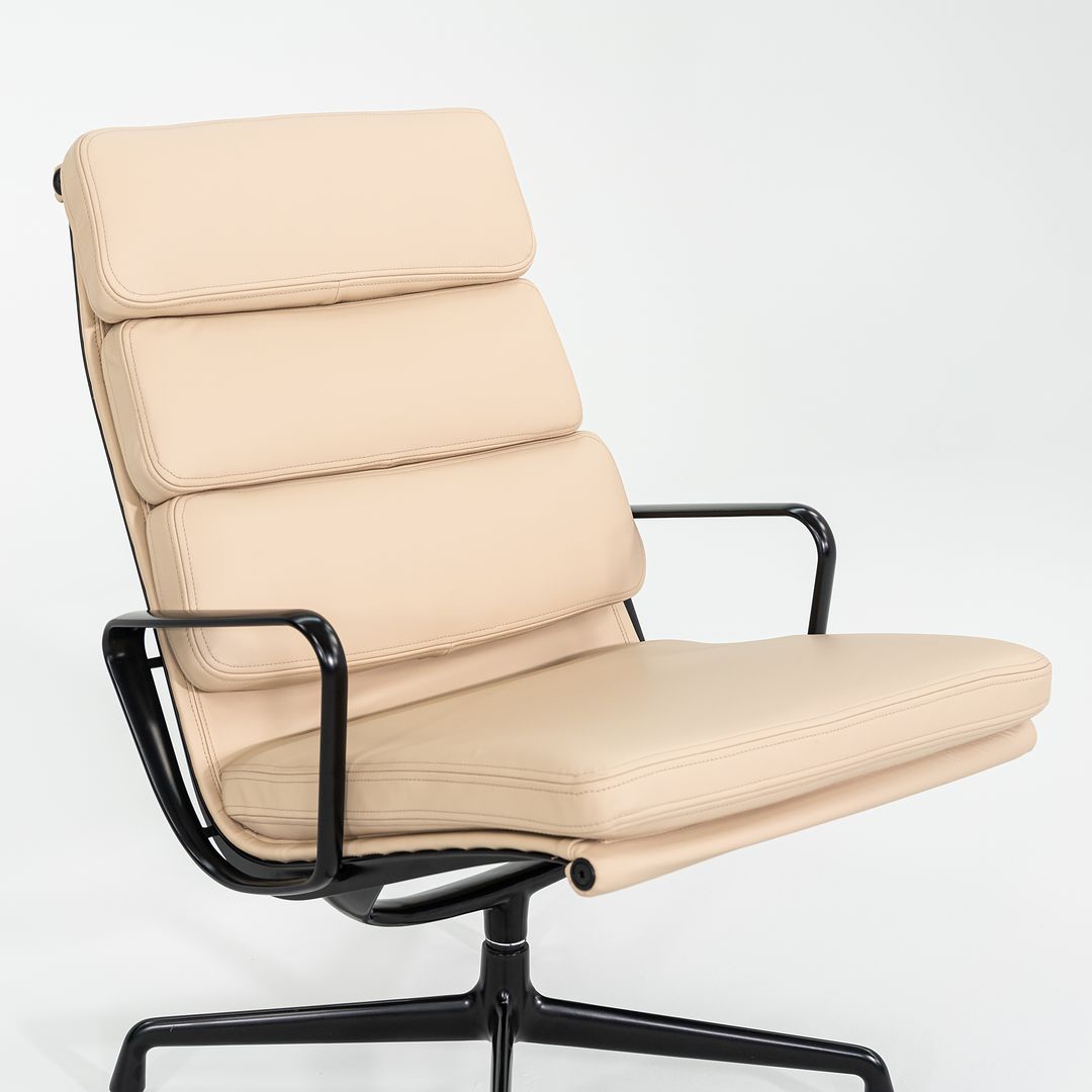 2010s Herman Miller Eames Soft Pad Lounge Chair with Black Frame and Tan Leather