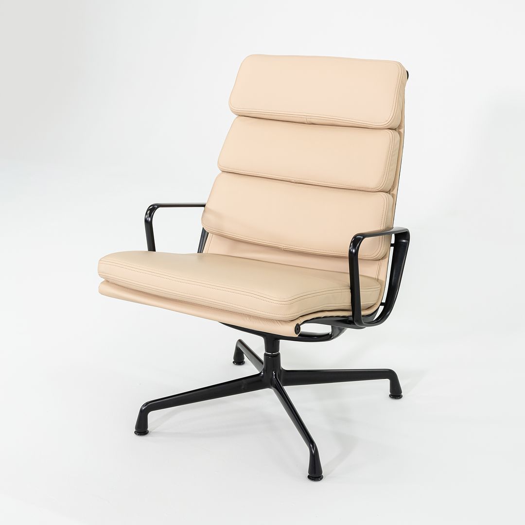 2010s Herman Miller Eames Soft Pad Lounge Chair with Black Frame and Tan Leather