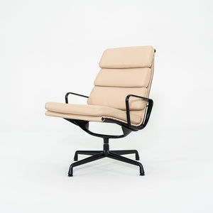 2010s Herman Miller Eames Soft Pad Lounge Chair with Black Frame and Tan Leather