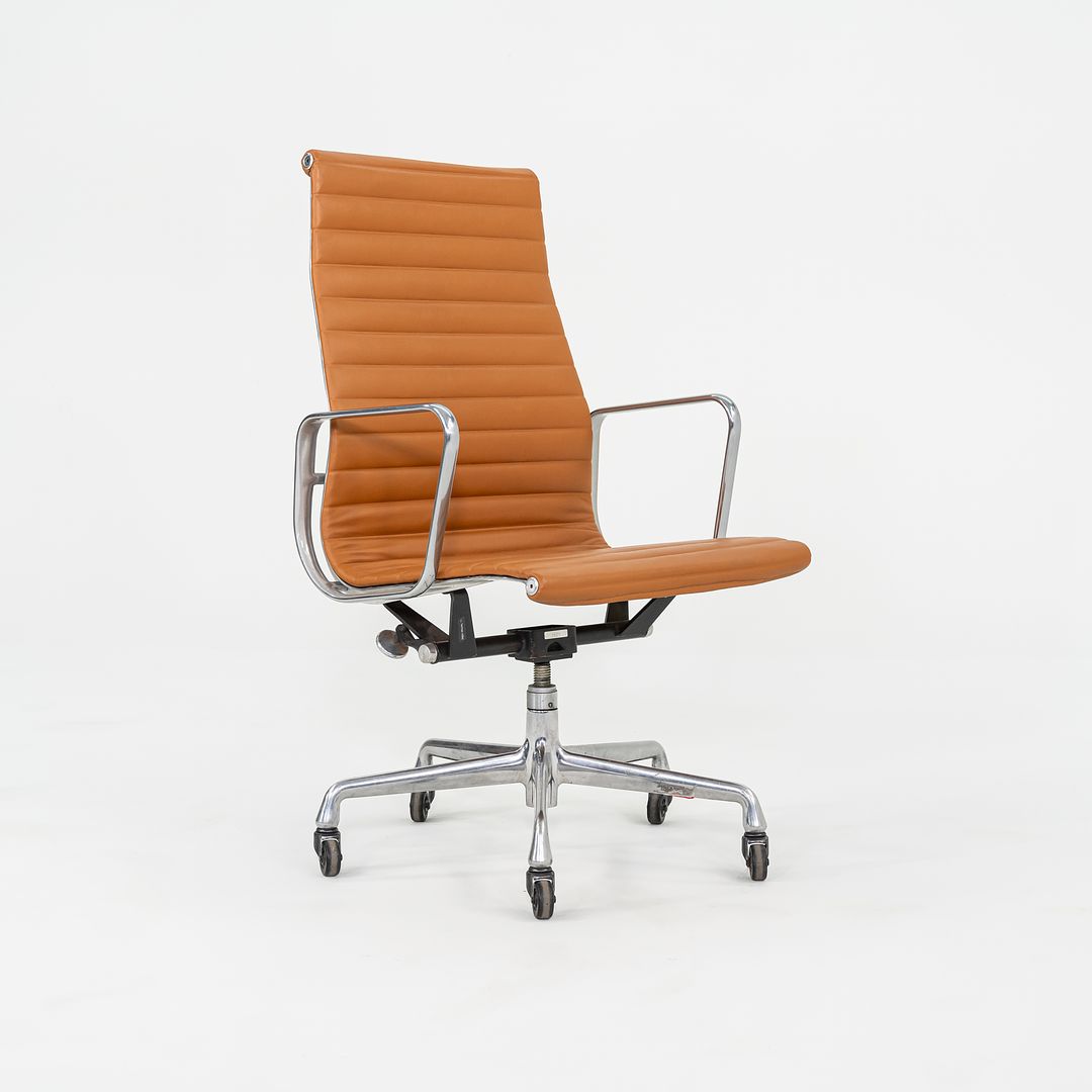 SOLD 2010s Herman Miller Eames Aluminum Group Executive Desk Chair in Cognac Leather