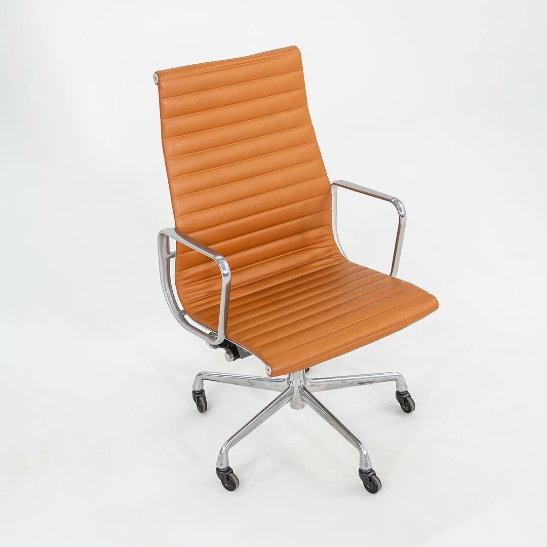 SOLD 2010s Herman Miller Eames Aluminum Group Executive Desk Chair in Cognac Leather