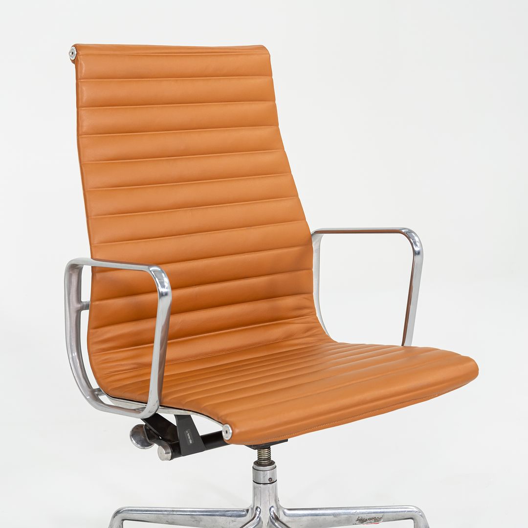 SOLD 2010s Herman Miller Eames Aluminum Group Executive Desk Chair in Cognac Leather