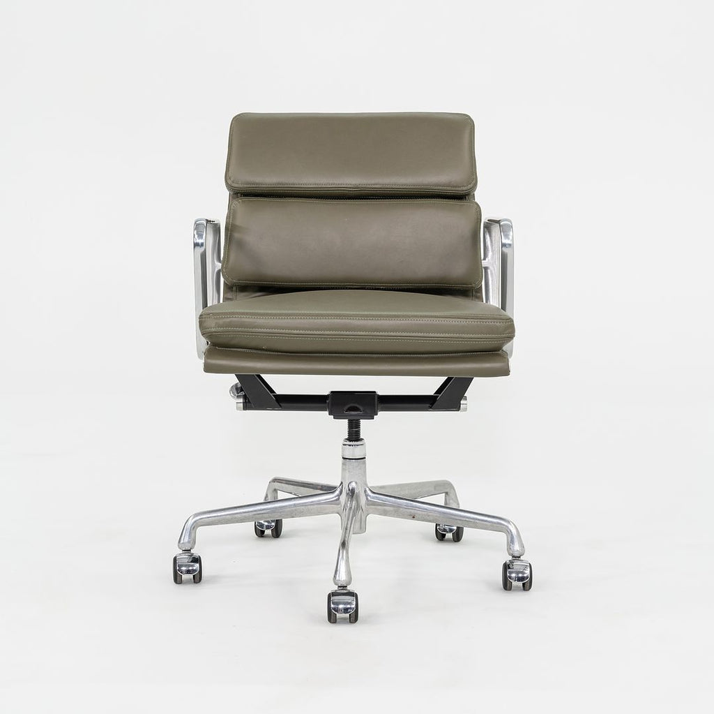 SOLD 2010s Herman Miller Eames Soft Pad Management Desk Chair in Olive Green Leather