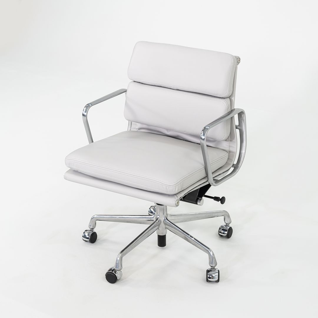 2010s Herman Miller Eames Soft Pad Management Desk Chair in Light Grey Leather 1x Available