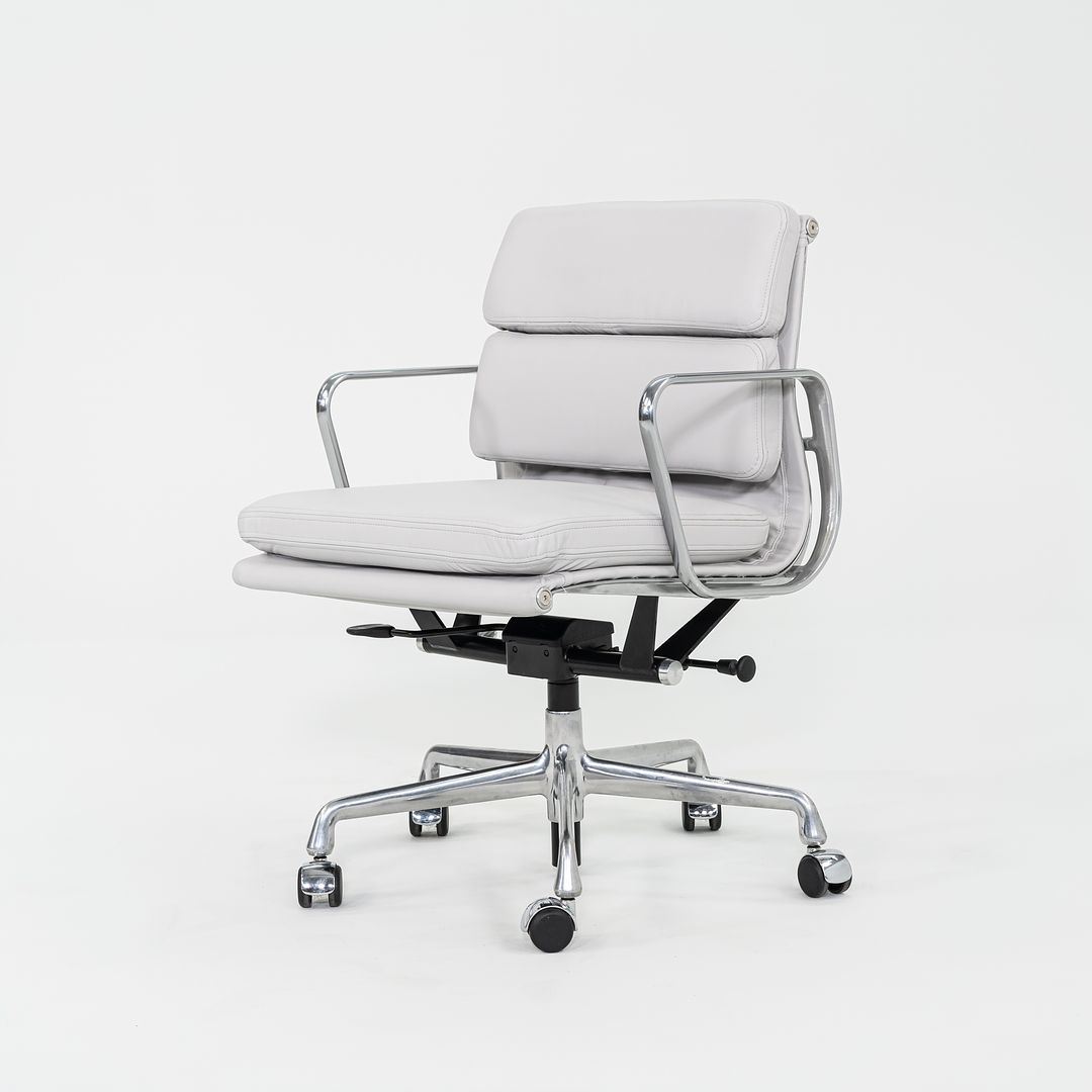 2010s Herman Miller Eames Soft Pad Management Desk Chair in Light Grey Leather 1x Available