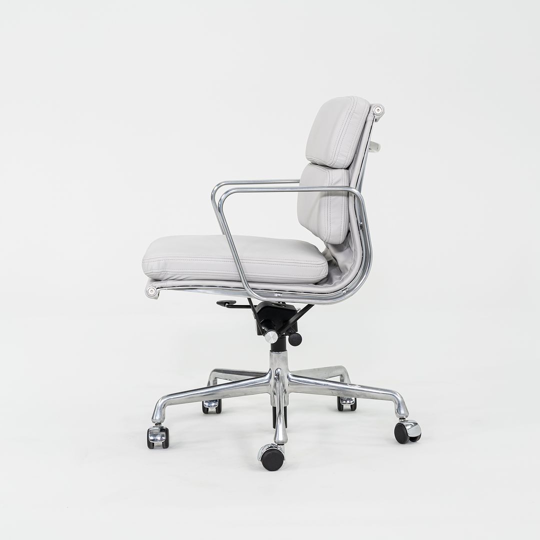 2010s Herman Miller Eames Soft Pad Management Desk Chair in Light Grey Leather 1x Available