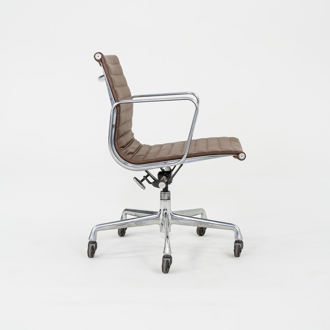 SOLD 2010s Herman Miller Eames Aluminum Management Desk Chair in Brown Leather