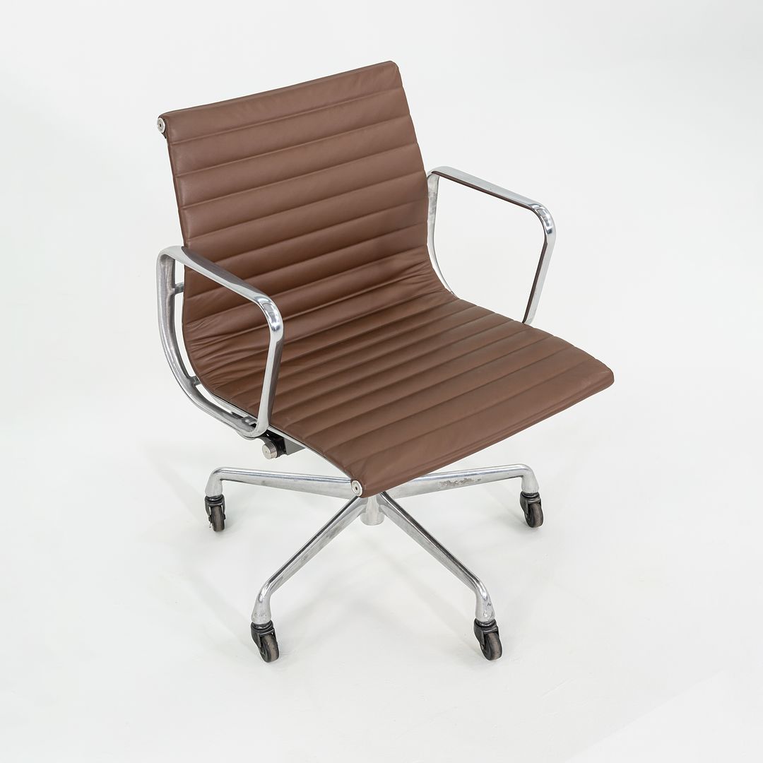 SOLD 2010s Herman Miller Eames Aluminum Management Desk Chair in Brown Leather