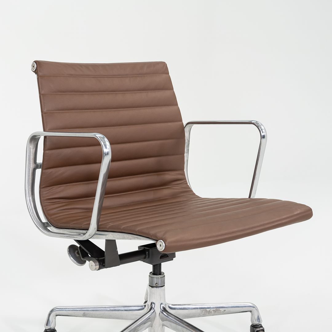 SOLD 2010s Herman Miller Eames Aluminum Management Desk Chair in Brown Leather