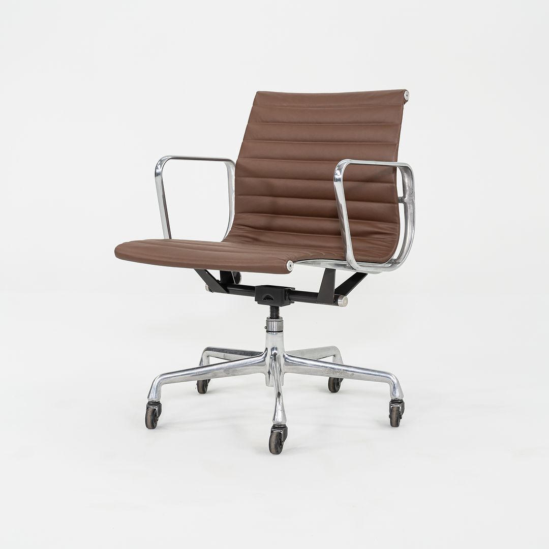 SOLD 2010s Herman Miller Eames Aluminum Management Desk Chair in Brown Leather