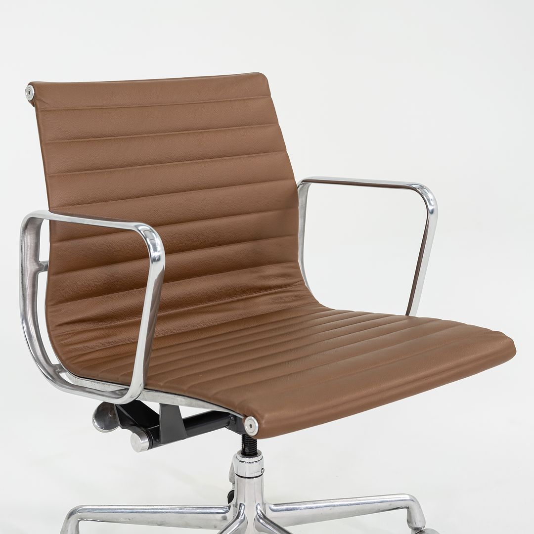 2010s Herman Miller Eames Aluminum Management Desk Chair in Chocolate Brown Leather