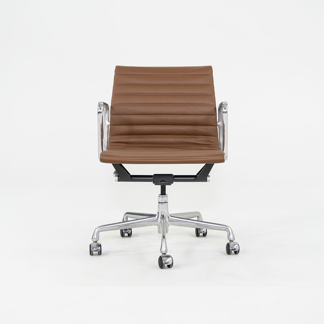 2010s Herman Miller Eames Aluminum Management Desk Chair in Chocolate Brown Leather