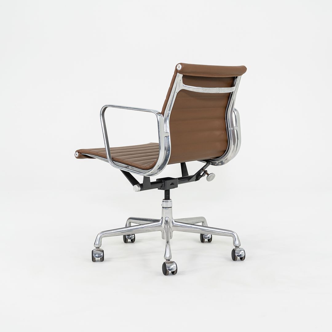 2010s Herman Miller Eames Aluminum Management Desk Chair in Chocolate Brown Leather