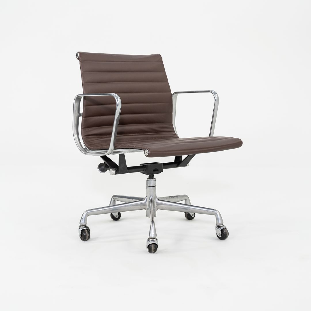 SOLD 2010s Herman Miller Eames Aluminum Management Desk Chair in Dark Brown Leather