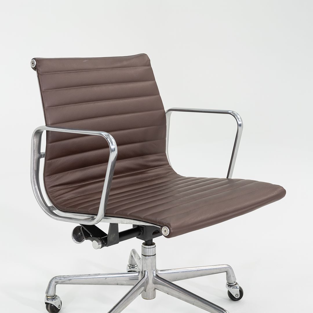 SOLD 2010s Herman Miller Eames Aluminum Management Desk Chair in Dark Brown Leather