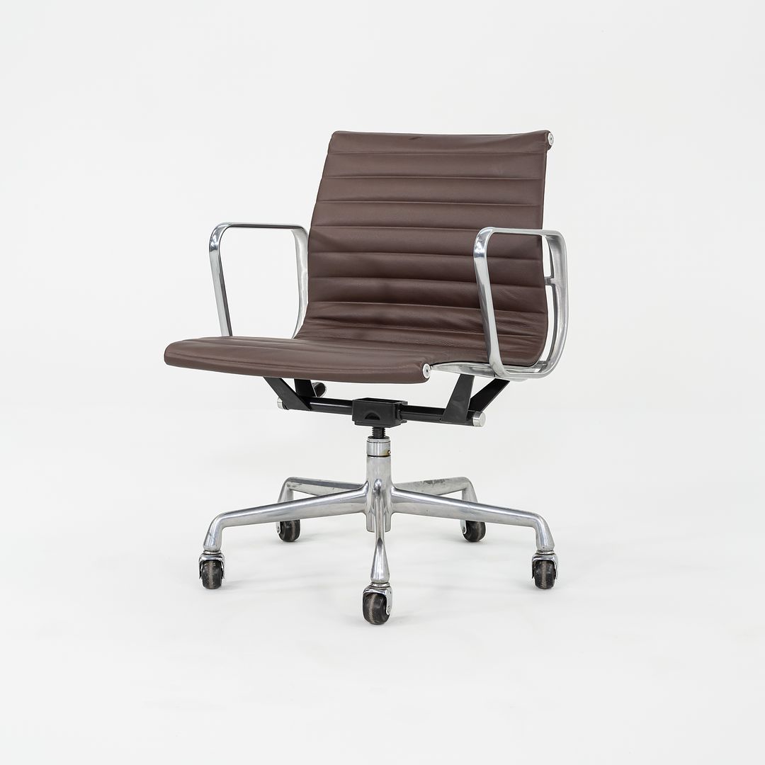 SOLD 2010s Herman Miller Eames Aluminum Management Desk Chair in Dark Brown Leather