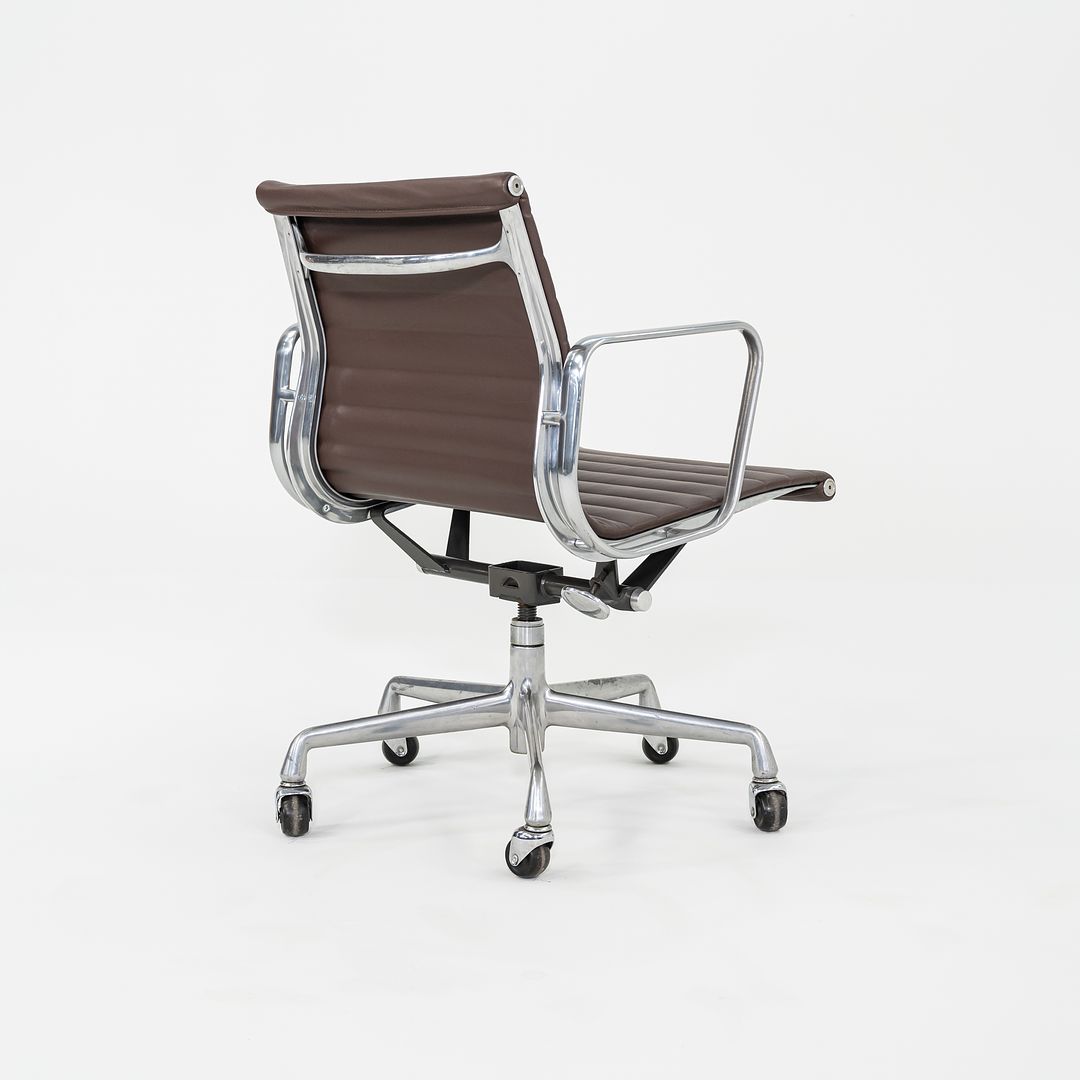 SOLD 2010s Herman Miller Eames Aluminum Management Desk Chair in Dark Brown Leather