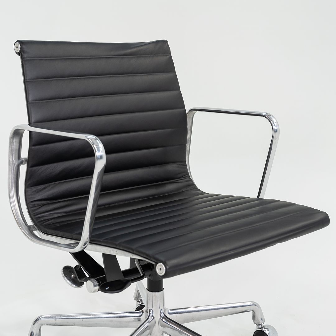 2010s Herman Miller Eames Aluminum Group Management Desk Chair in Black Leather 3x Available