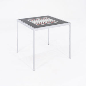 1970s Maison Jansen Backgammon Game / Dining Table in Chrome and Glass 32 in