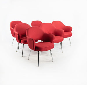 2010s Saarinen Executive Arm Chair, Model 71A by Eero Saarinen for Knoll in Red Fabric Sets Available