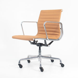 2010s Eames Aluminum Group Management Desk Chair by Ray and Charles Eames for Herman Miller in Tan Leather