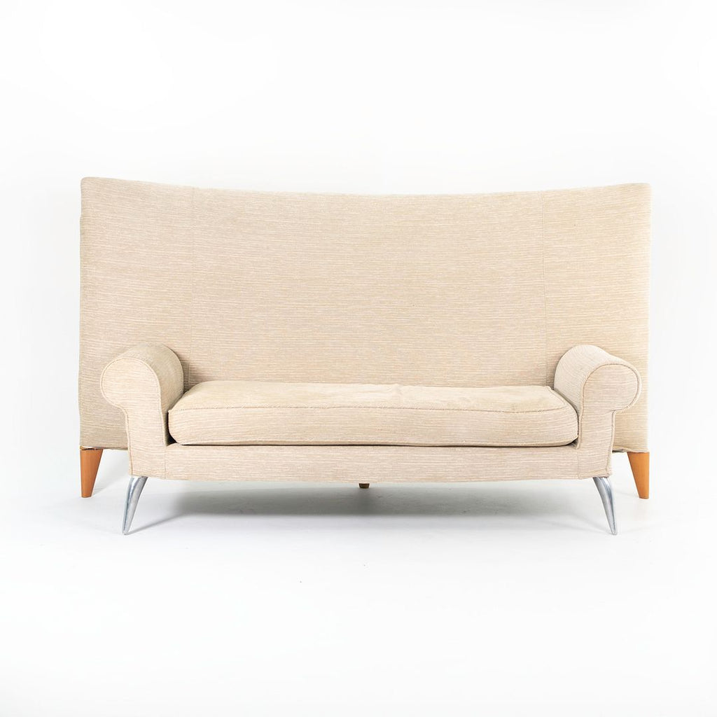 2000s Royalton Two-Seater Sofa by Phillipe Starck for Driade in Aluminum and Tan Fabric