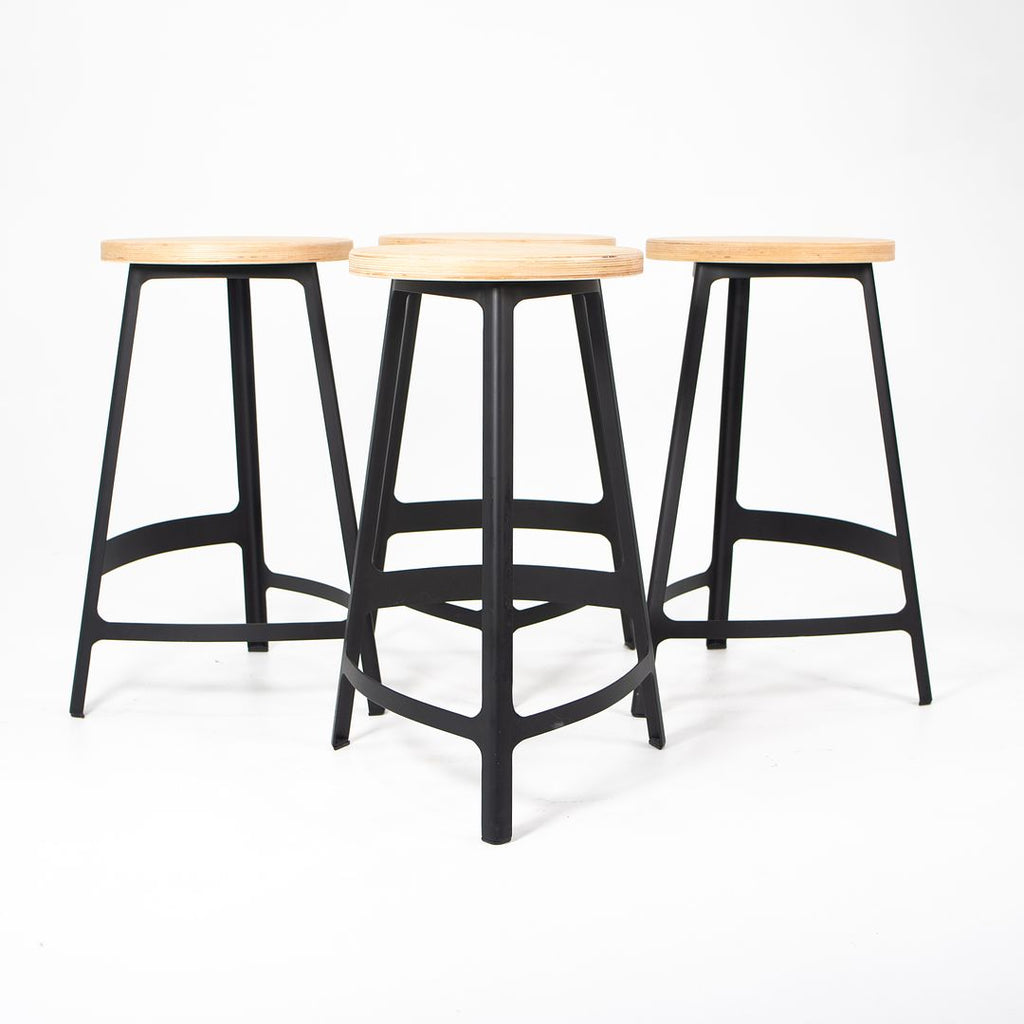 2010s Factory Counter Stool by Sean Dix in Wood and Steel 4x Available