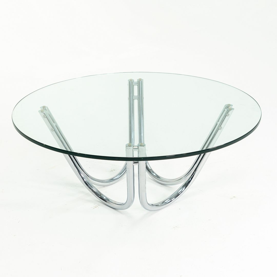 1970s Chromed-Steel and Glass Coffee Table by Unknown Designer, possibly attributed to Werner Linder for Bacher or Roger Sprunger for Dunbar