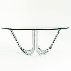 1970s Chromed-Steel and Glass Coffee Table by Unknown Designer, possibly attributed to Werner Linder for Bacher or Roger Sprunger for Dunbar