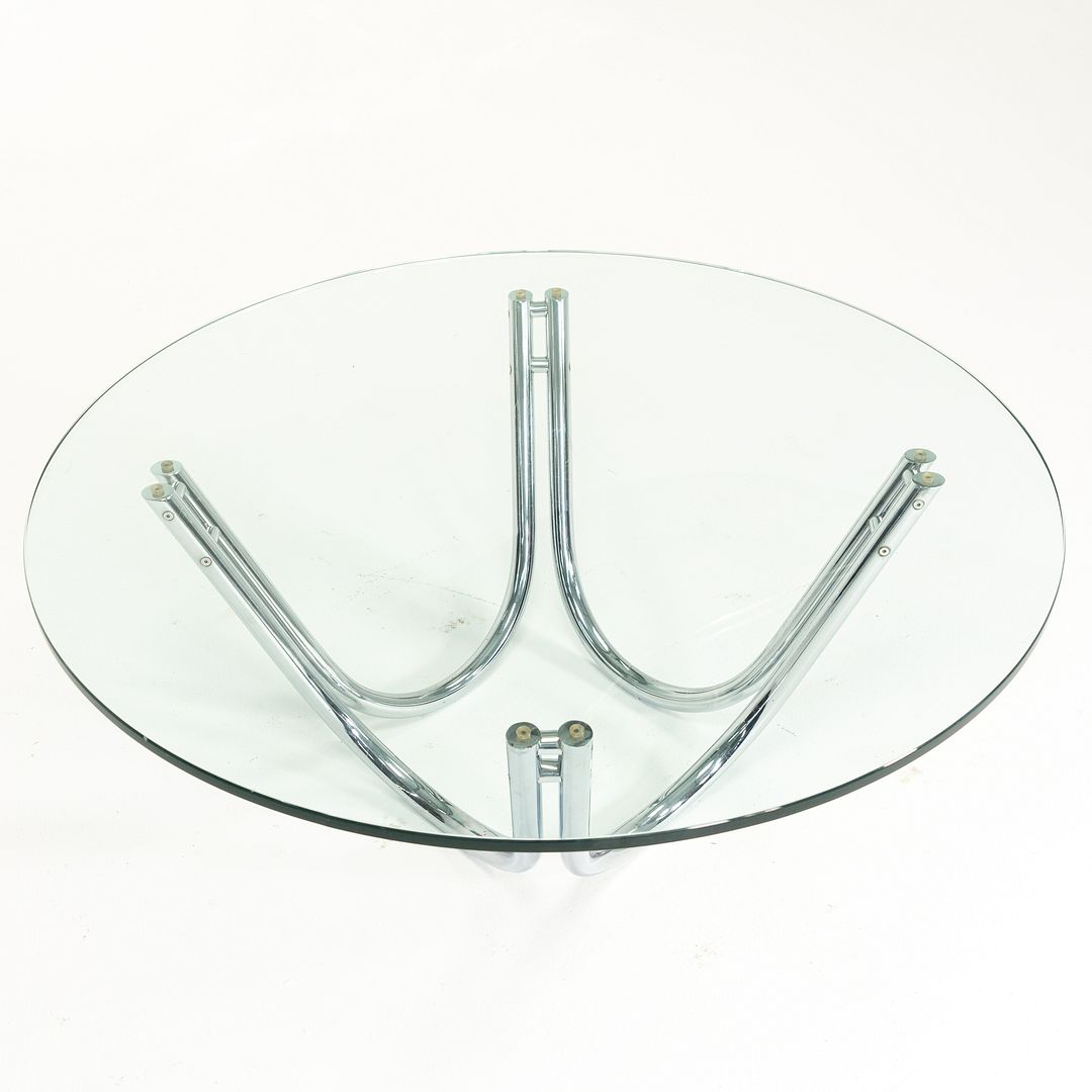 1970s Chromed-Steel and Glass Coffee Table by Unknown Designer, possibly attributed to Werner Linder for Bacher or Roger Sprunger for Dunbar