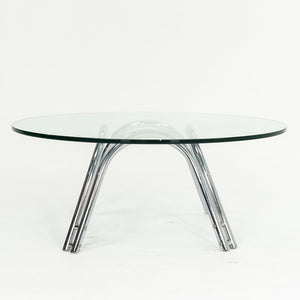 1970s Chromed-Steel and Glass Coffee Table by Unknown Designer, possibly attributed to Werner Linder for Bacher or Roger Sprunger for Dunbar